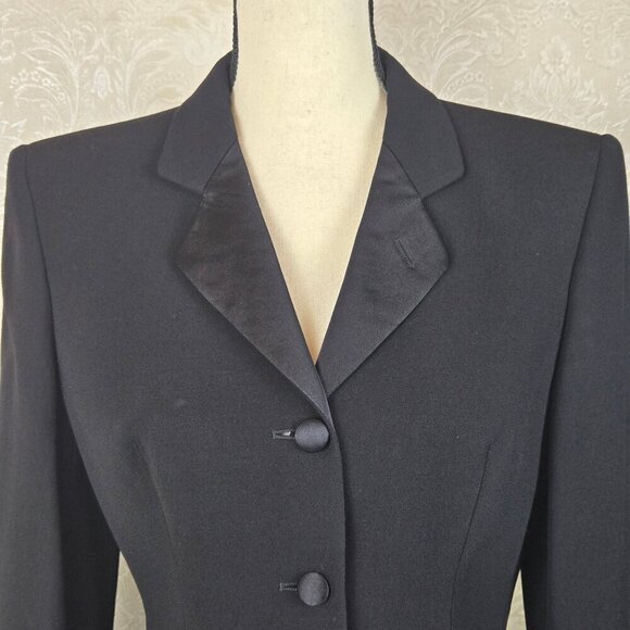 Giorgio Armani Black Label Womens Black Tuxedo Blazer IT 38 US 4 Luxury Designer - Picture 2 of 11